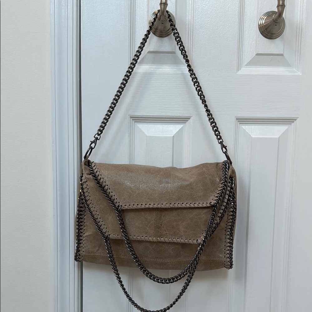 Genuine Leather Chain Strap Tan Shoulder Bag New